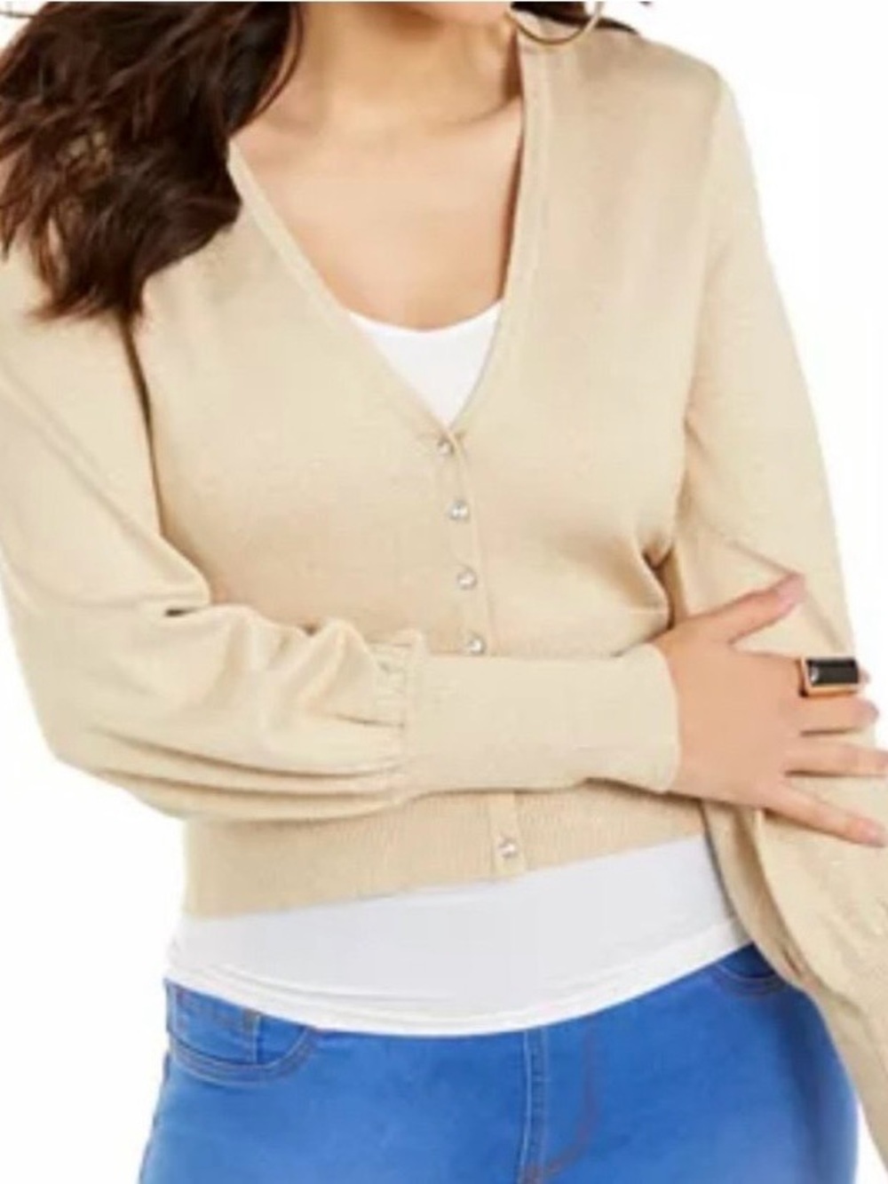 Thalia Sodi Gold Metallic Cardigan - NWT Size L
